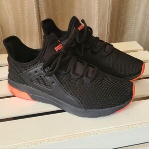 PUMA Women's Electron Black and Pink Knit Mesh Athletic Running Shoes Sneakers